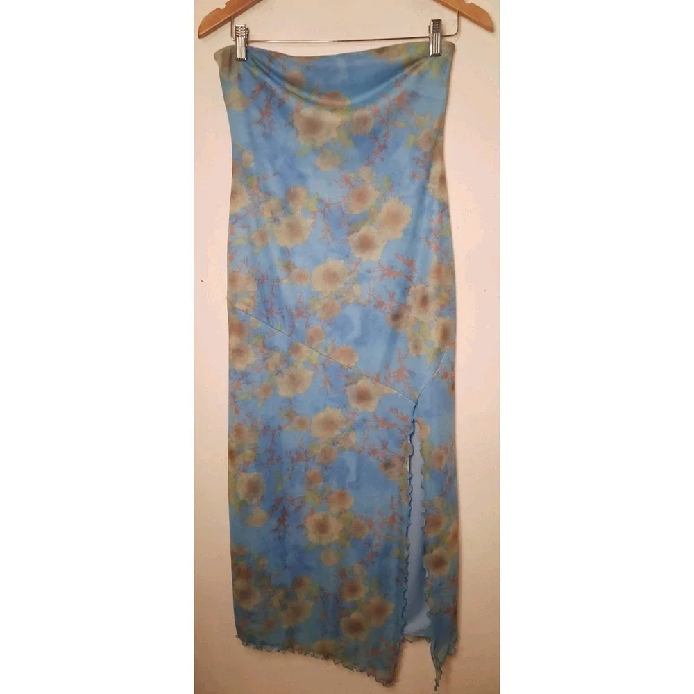 Urban Outfitters Samara Mesh Strapless Midi Dress Blue / Women's Size‎ M NWOT - Picture 2 of 8